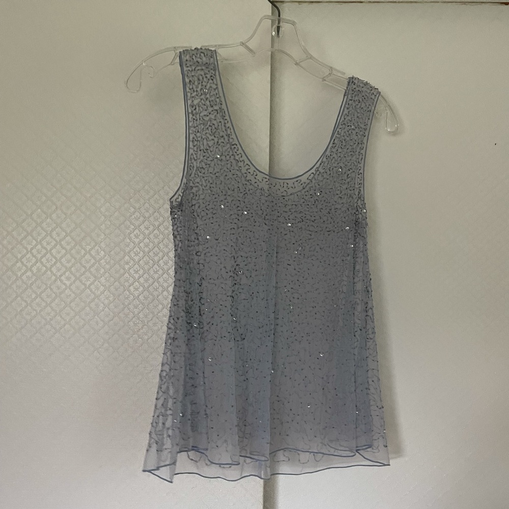 Sheer Beaded Tank Top